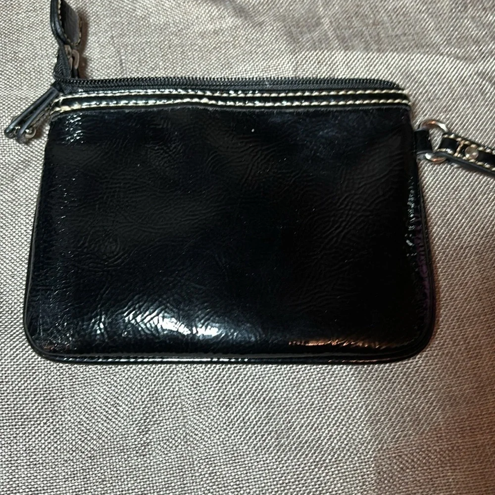 Nine West Black Patent Leather wristlet with strap